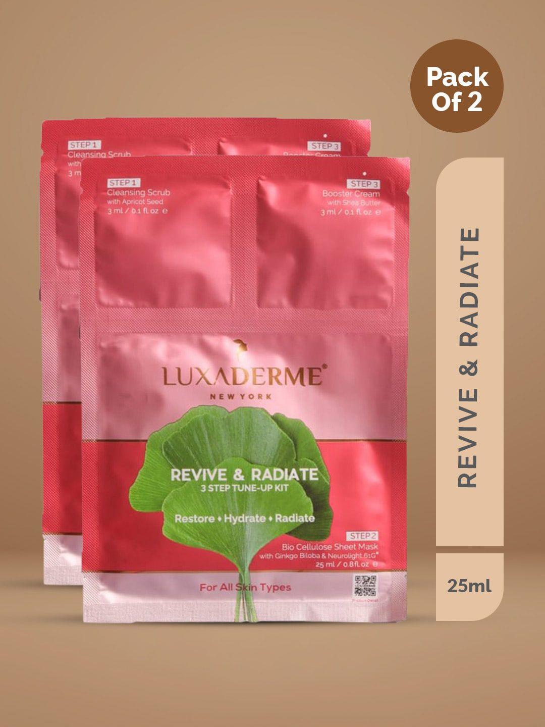 luxaderme set of 2 revive & radiate 3-step tune-up facial kit - 25ml each