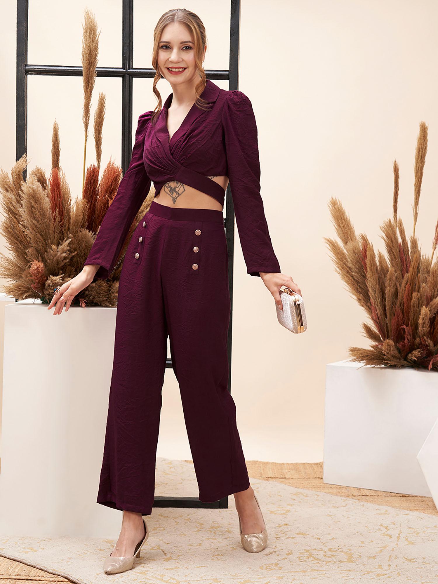 luxe by mish burgundy crisscross co-ord (set of 2)