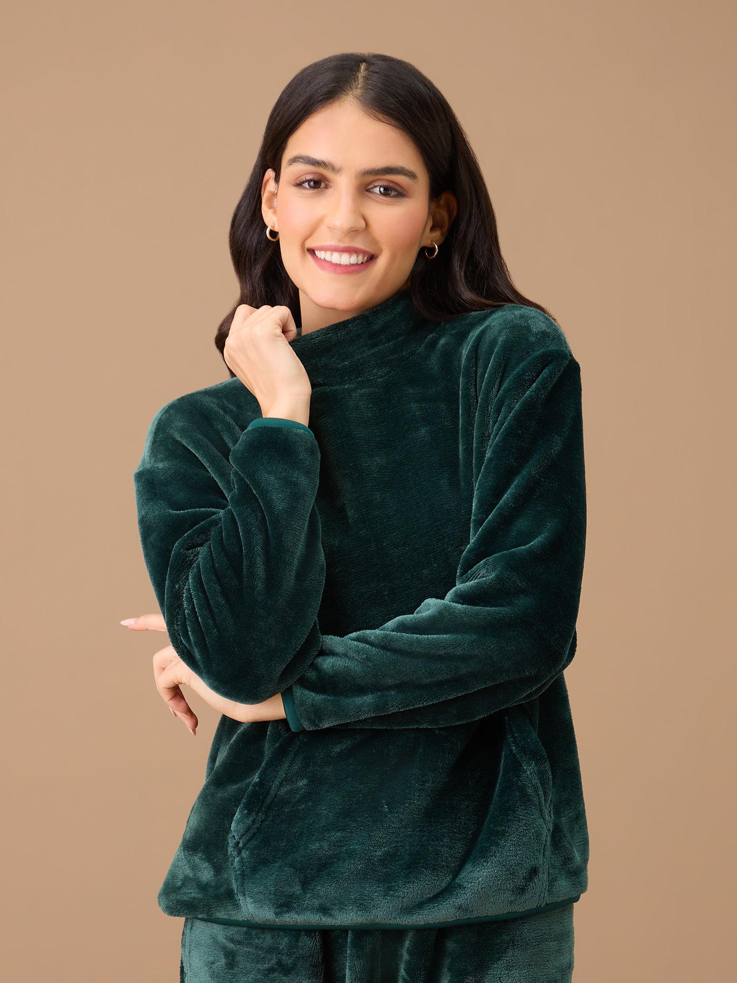 luxe fur sweatshirt - nys122 - green