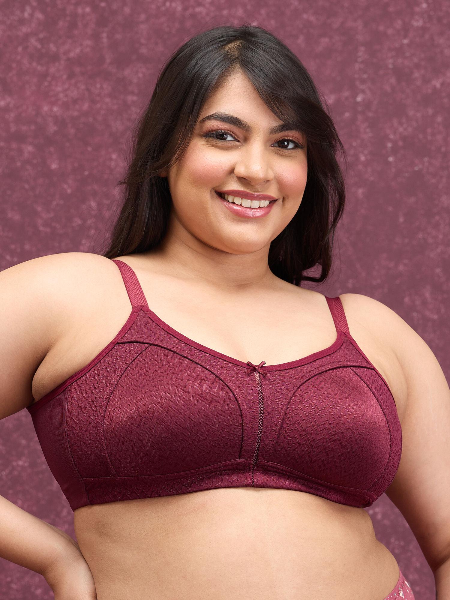 luxe jacquard m-frame bra - maroon nyb232