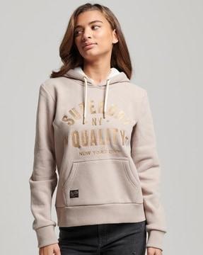 luxe metallic logo hoodie