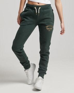 luxe metallic logo slim fit joggers