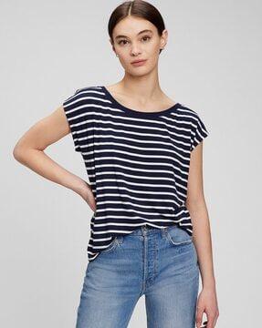 luxe striped round-neck top