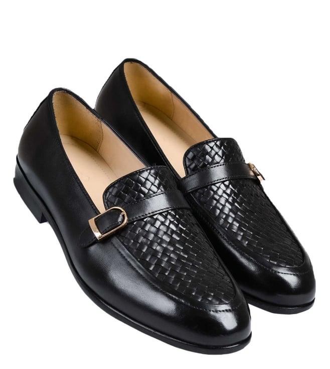 luxoro formello men's arlow weaved buckle black loafers