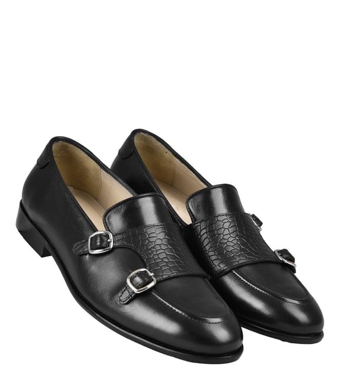 luxoro formello men's armeo slip on black monk shoes