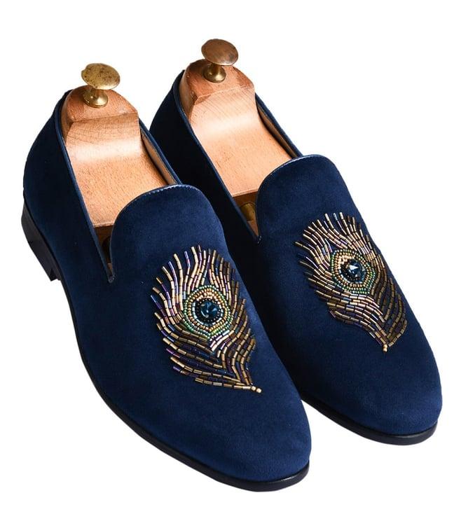 luxoro formello men's artemio embellished slip on blue loafers