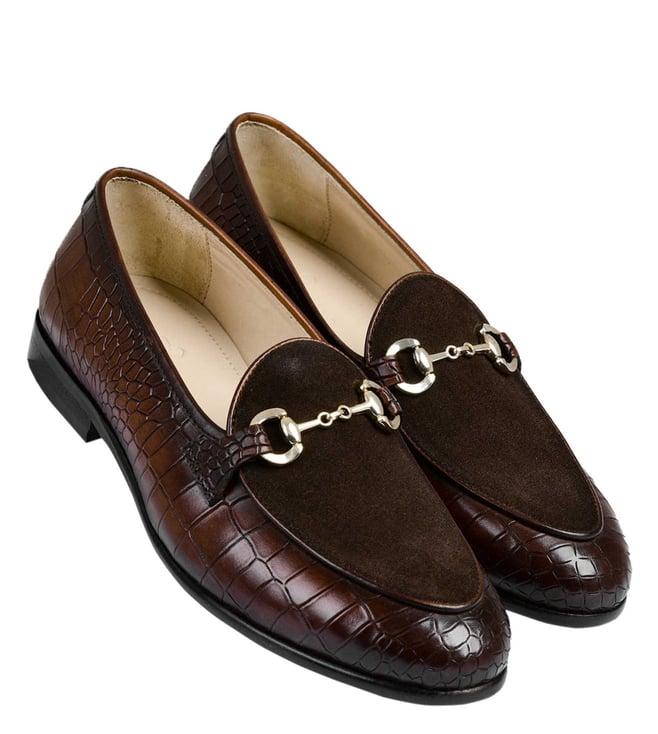 luxoro formello men's azura brown loafers (animal effect)