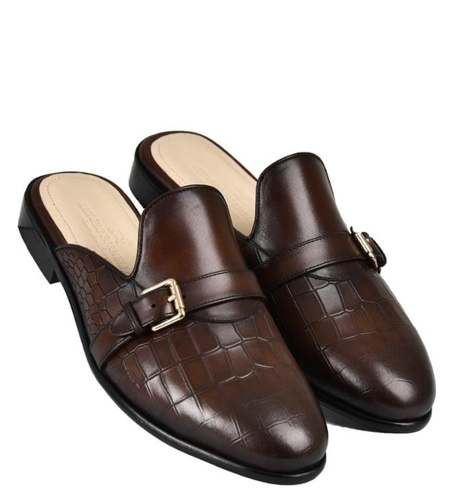 luxoro formello men's brown mules (animal effect)