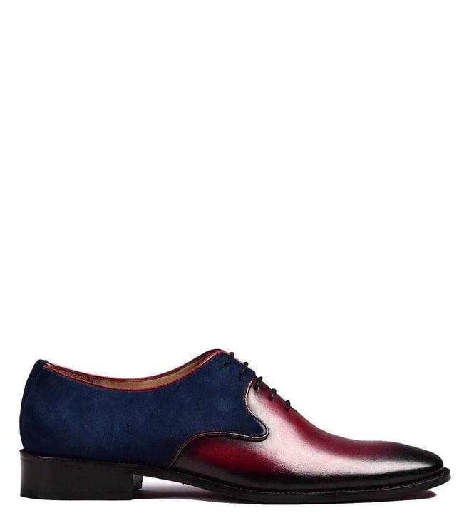 luxoro formello men's davis evan burgundy & blue oxford shoes