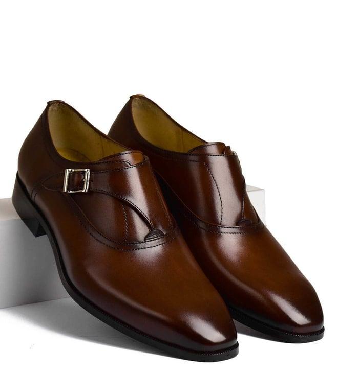 luxoro formello men's efron choc brown monk shoes