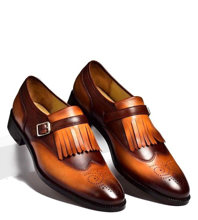 luxoro formello men's jeff leslie brown monk shoes