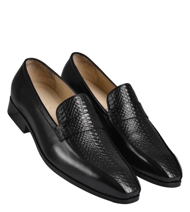 luxoro formello men's jorge slip on black loafers (animal effect)