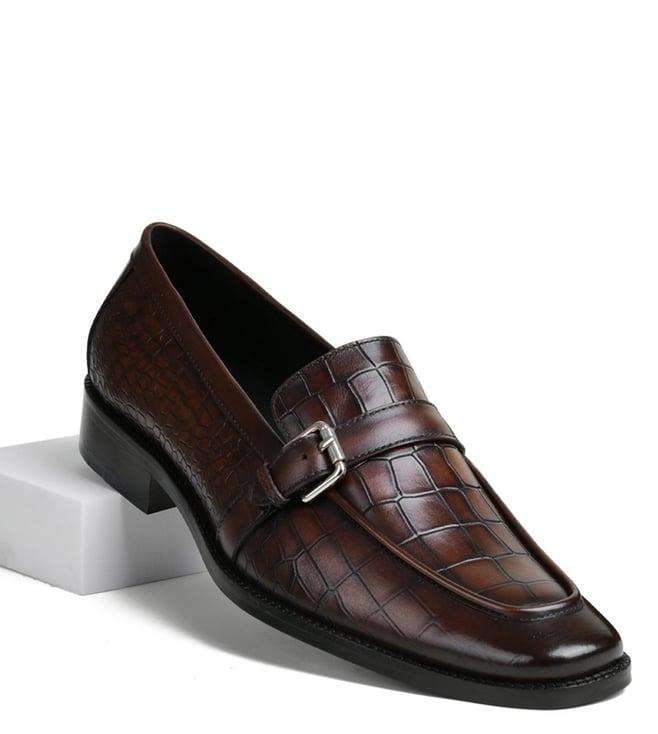 luxoro formello men's klein in croc brown loafers (animal attack)