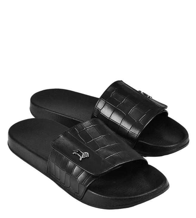 luxoro formello men's parco slide black sandals (animal effect)