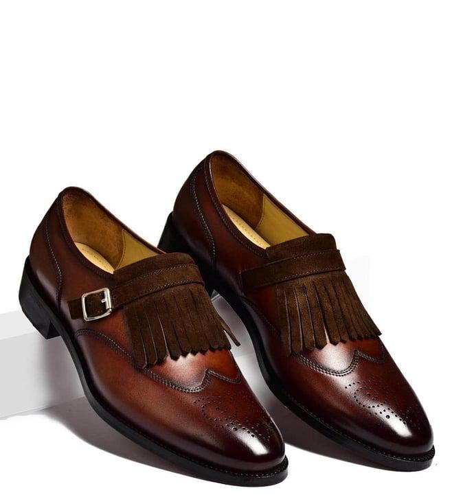 luxoro formello men's scott evans brown monk shoes
