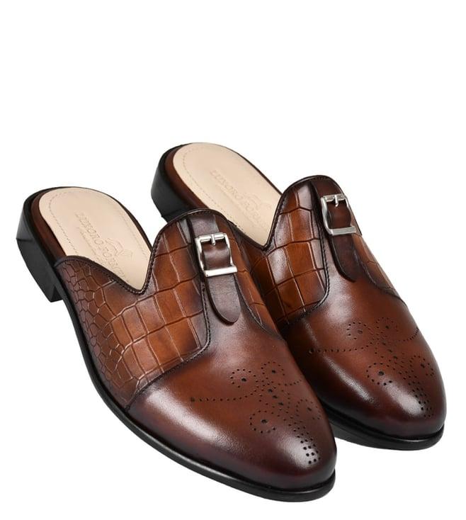 luxoro formello men's tan mules (animal effect)