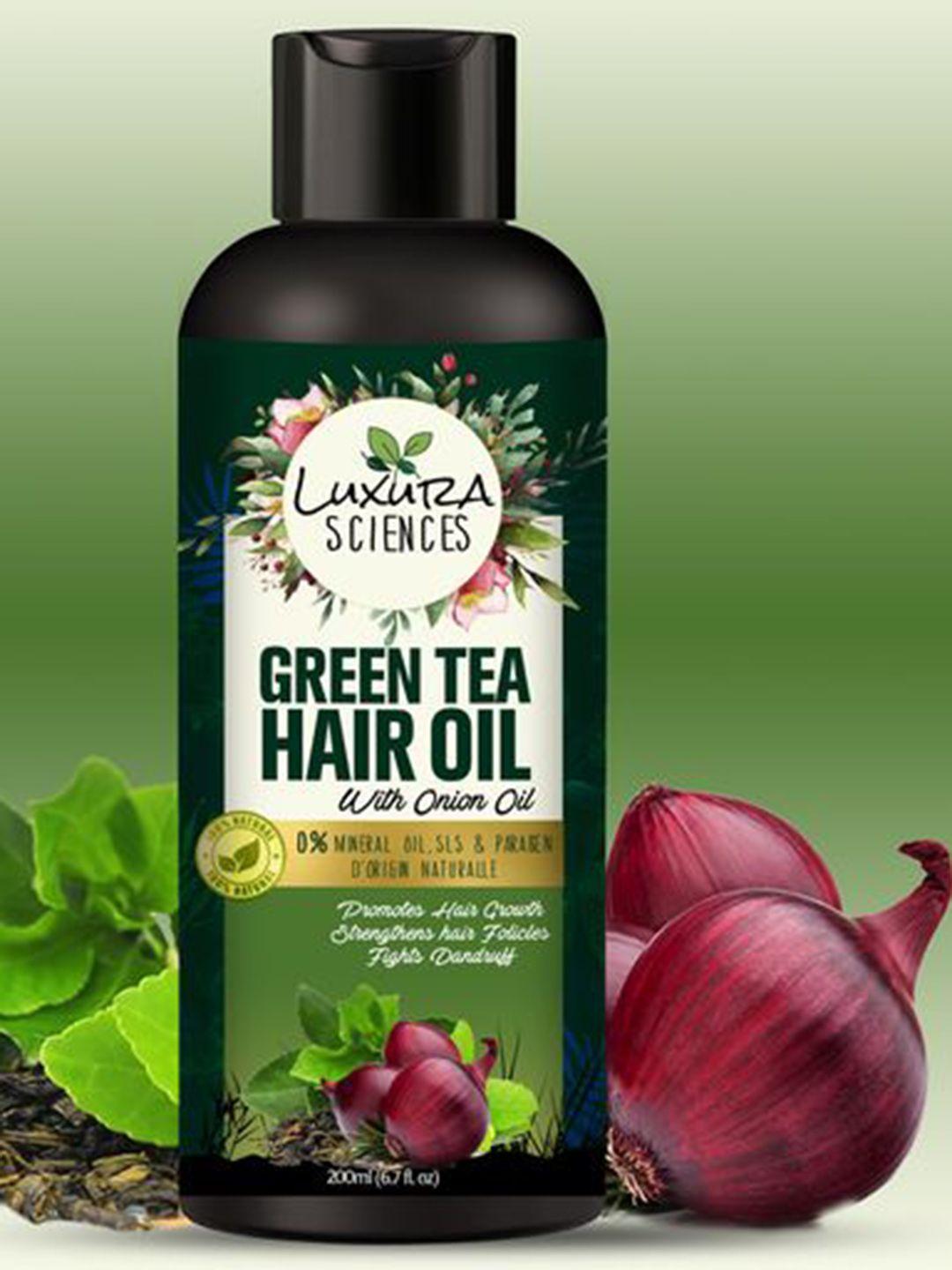 luxura sciences green tea hair oil with onion oil - 200ml