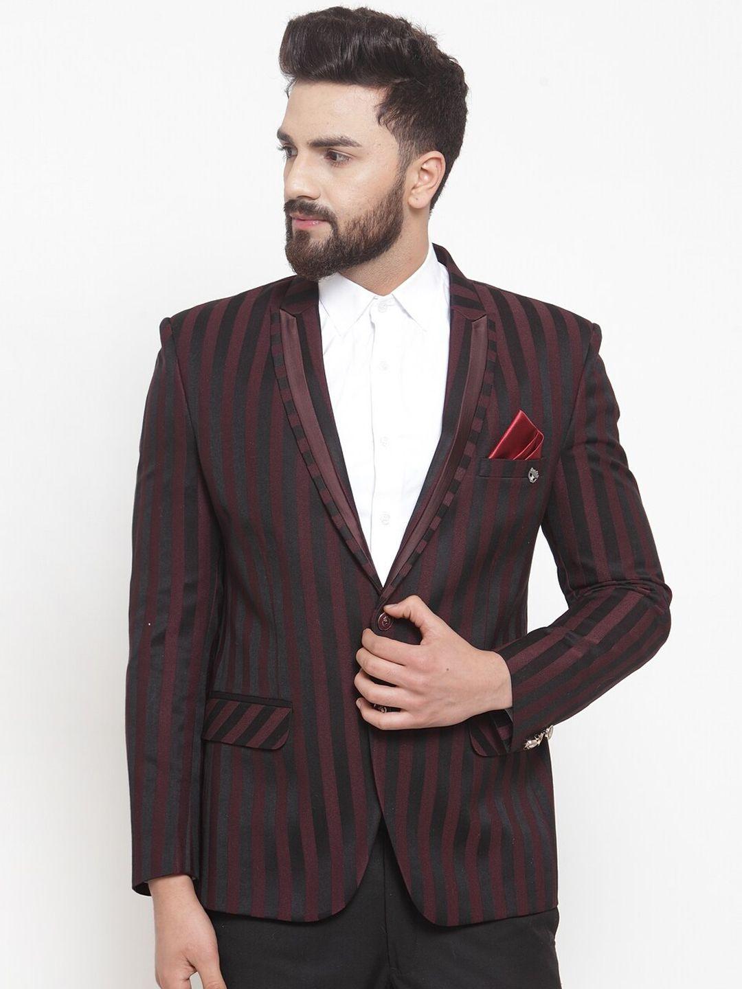 luxurazi men striped slim-fit single breasted party hopper blazer