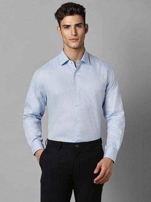 luxure by louis philippe blue cotton regular fit printed shirt