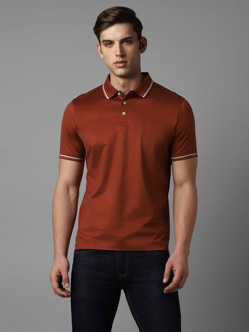 luxure by louis philippe brown cotton regular fit polo t-shirt