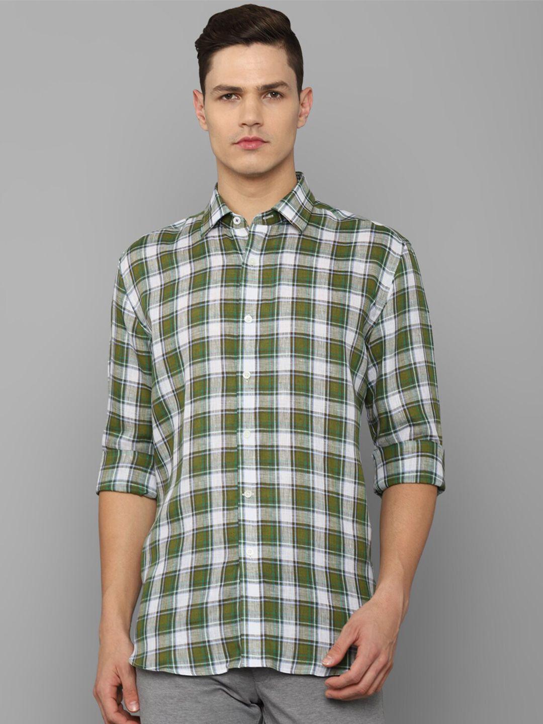 luxure by louis philippe men green pure cotton tartan checks checked casual shirt