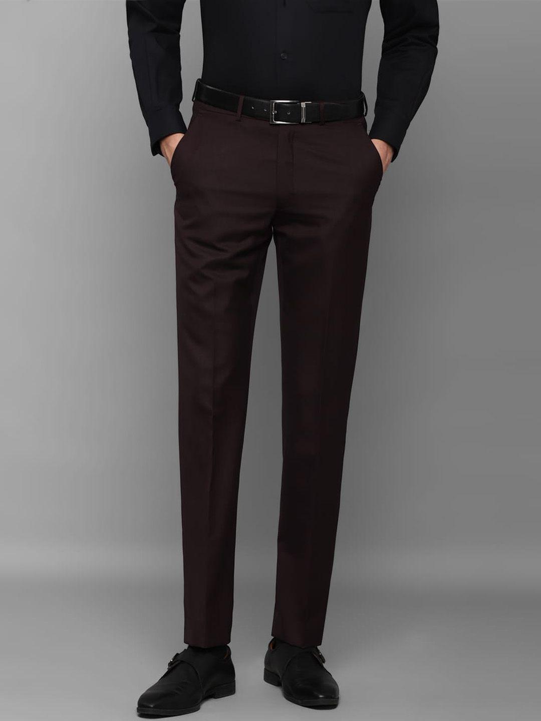 luxure by louis philippe men maroon slim fit formal trousers