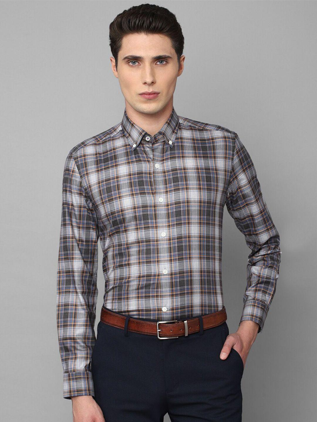 luxure by louis philippe men slim fit tartan checked formal cotton shirt