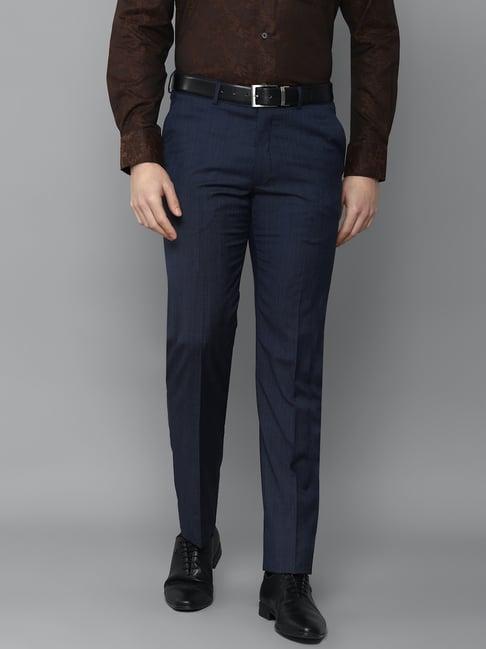 luxure by louis philippe navy slim fit flat front trousers