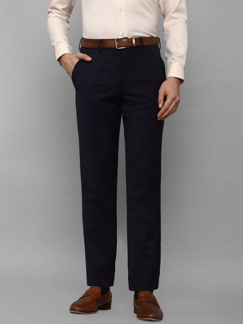 luxure by louis philippe navy slim fit trousers