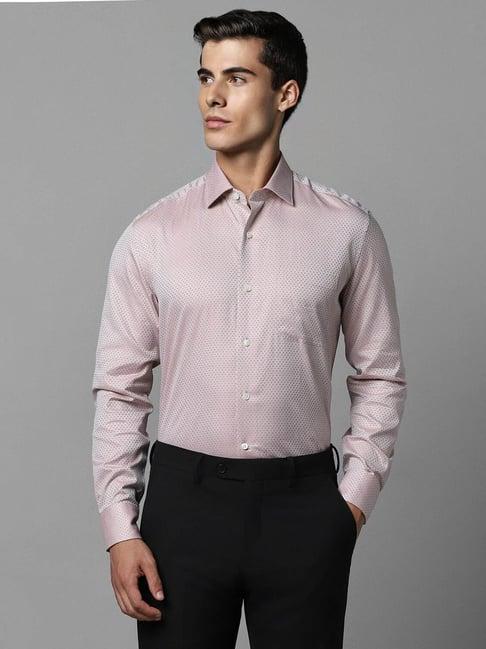 luxure by louis philippe pink cotton slim fit printed shirt