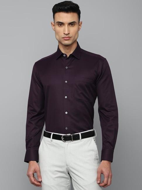 luxure by louis philippe purple cotton regular fit shirt