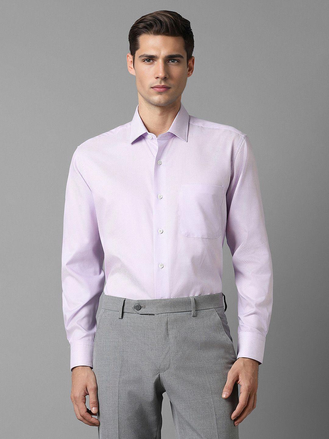 luxure by louis philippe textured spread collar pure cotton formal shirt