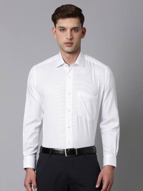 luxure by louis philippe white cotton regular fit texture shirt