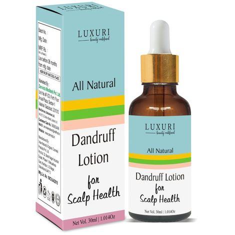 luxuri dandruff lotion to control hair fall & promotes hair growth, treats flaky dandruff & provide relief from itchiness, redness on scalp - 30ml