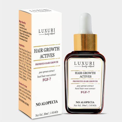 luxuri hair growth actives serum, hair growth activator with fgf-7- promotes hair growth, revitalizing, beneficial in alopecia - 30ml
