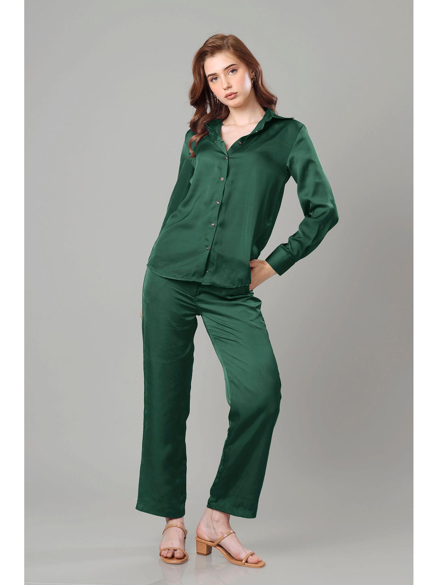 luxurious green co-ord set for women (set of 2)