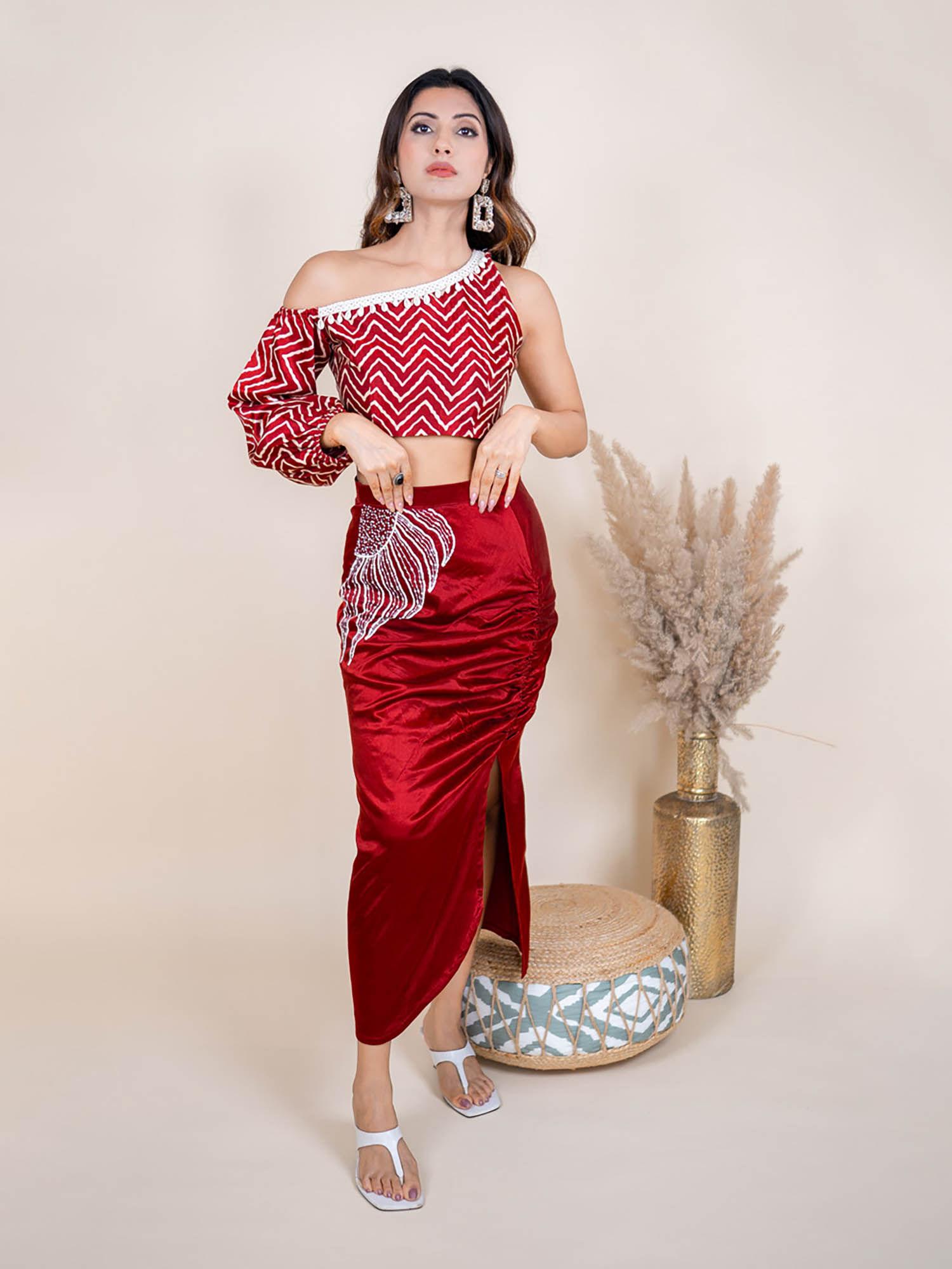 luxurious hand-embroidered premium top & skirt (set of 2)