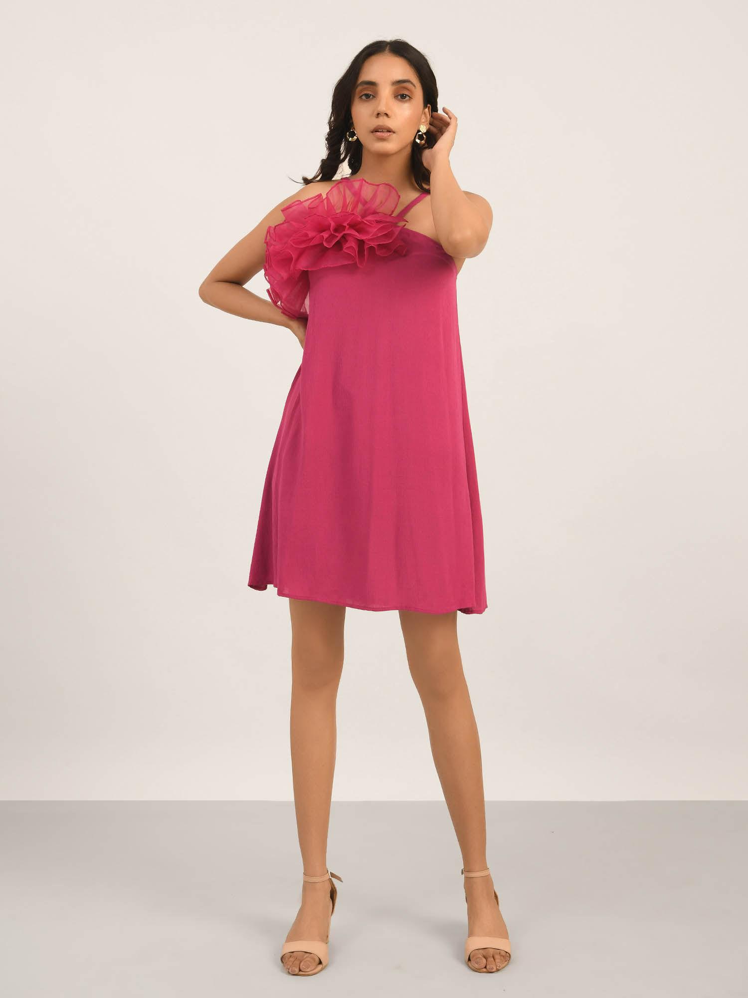 luxury vacay hot pink a-line ruffle dress