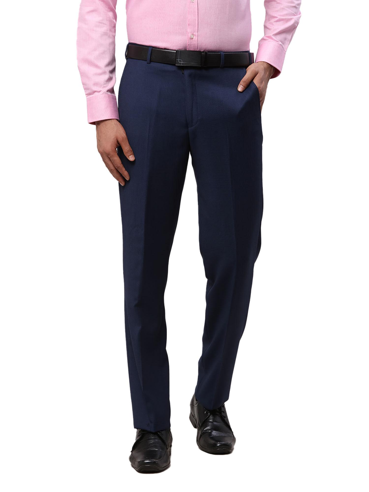 luxus fit self design blue trouser