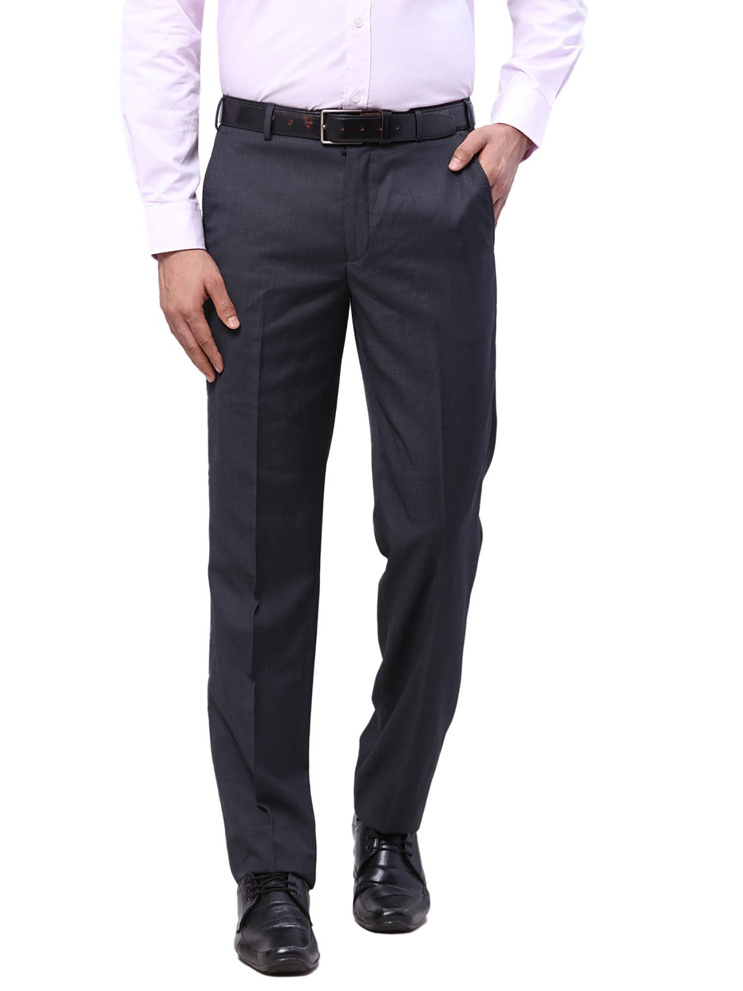 luxus fit solid grey trouser