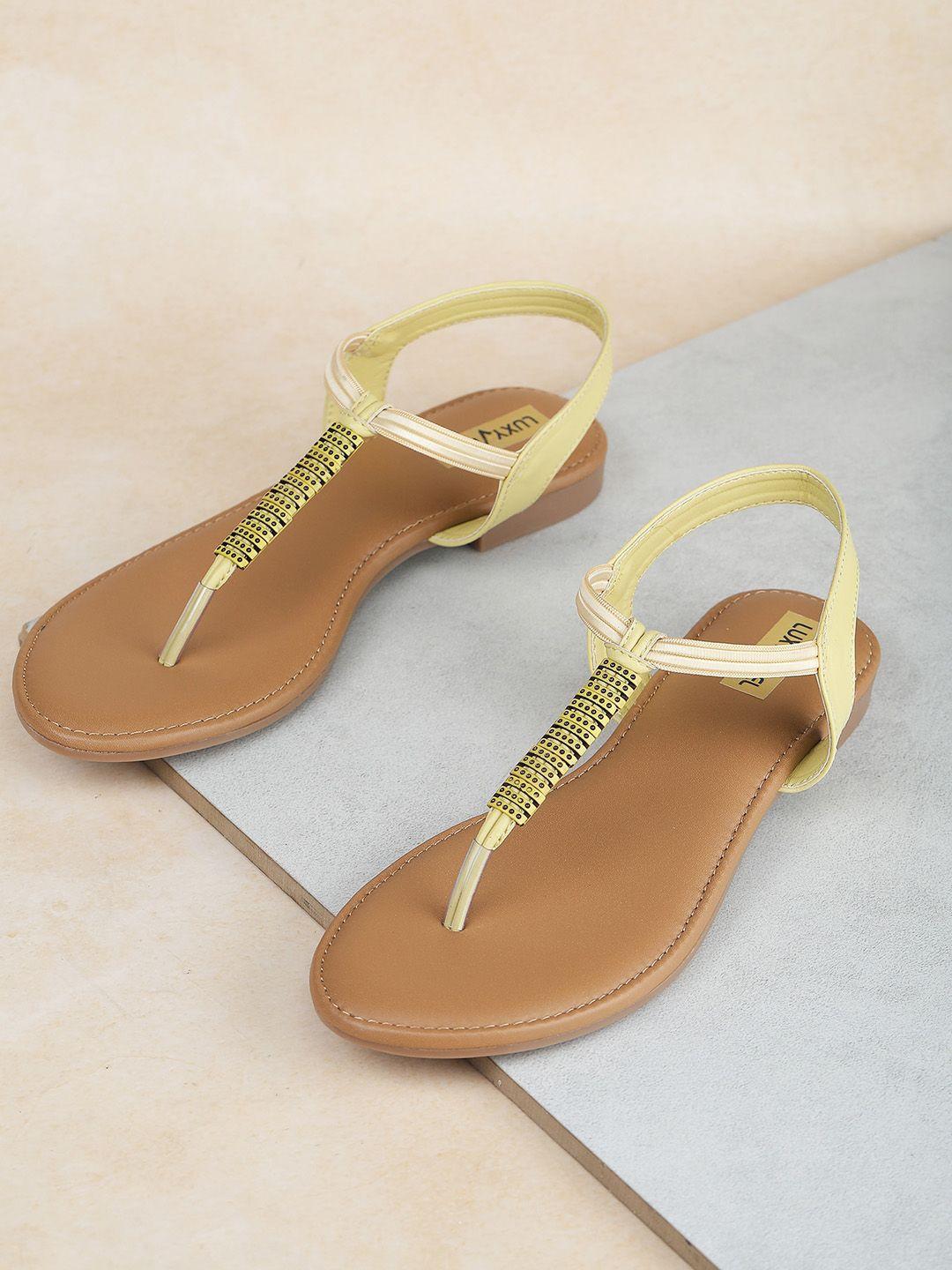 luxyfeel embellished t-strap flats with backstrap