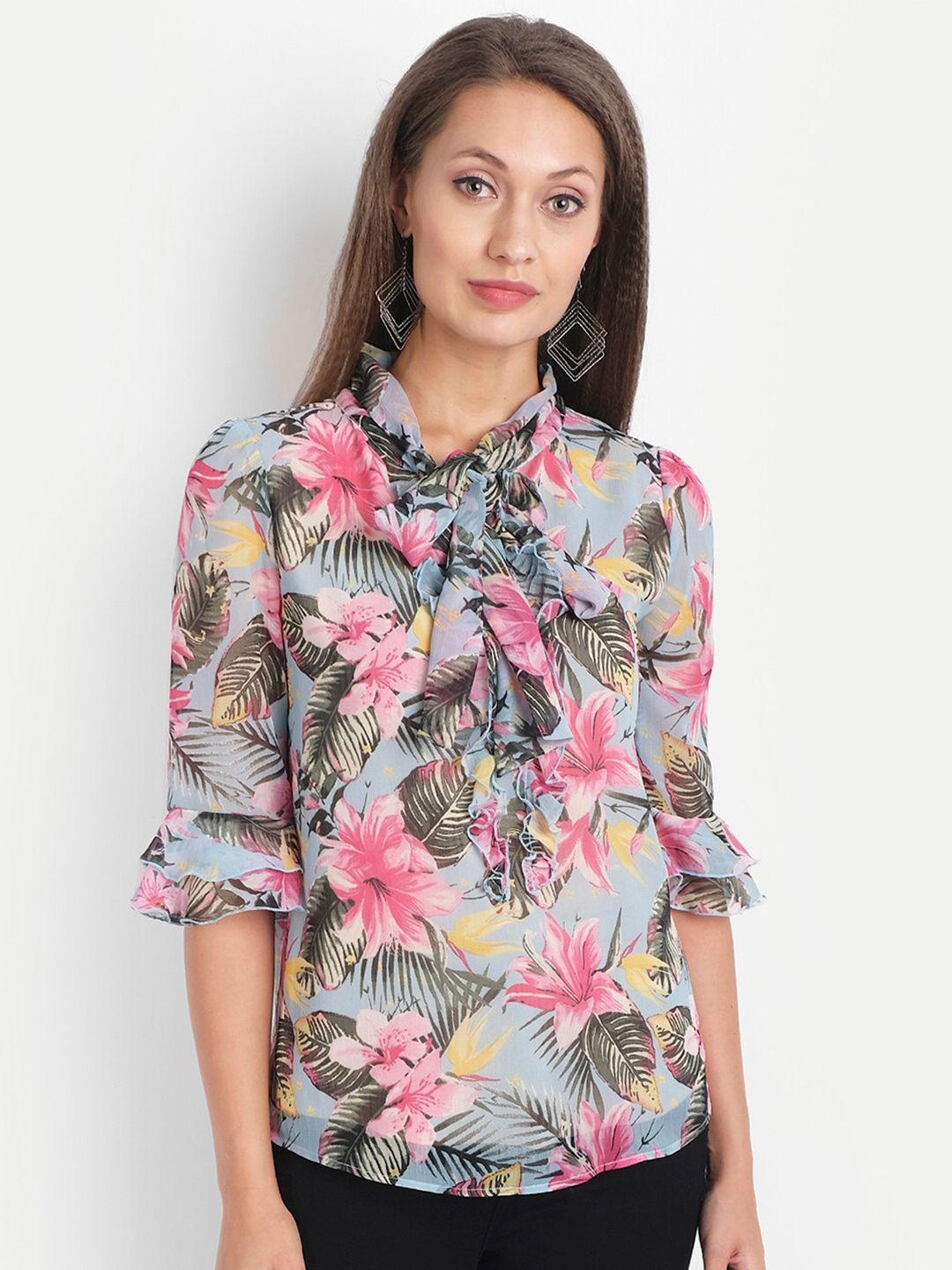 ly2 multicoloured floral chiffon regular top