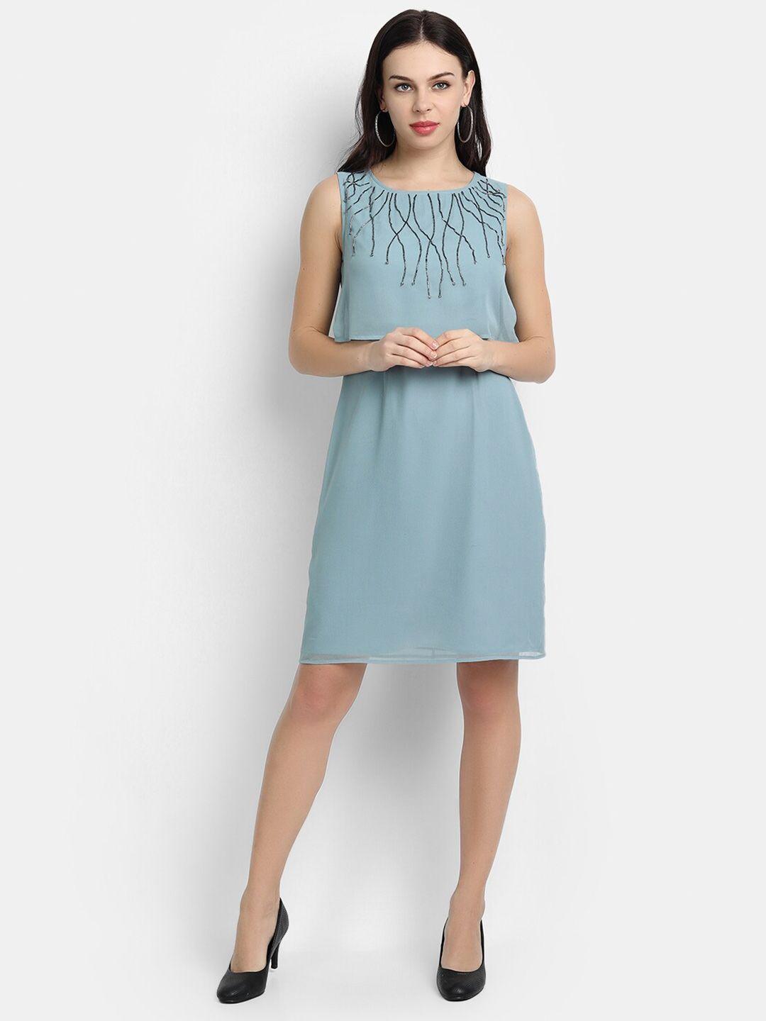 ly2 turquoise blue georgette dress