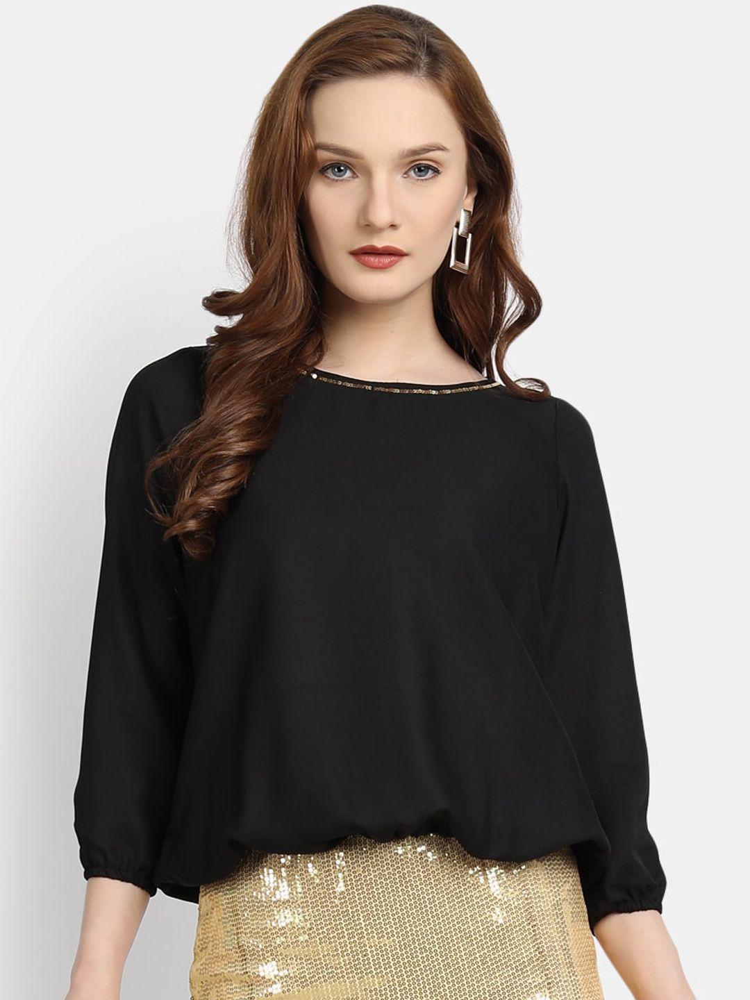 ly2 black georgette blouson dress