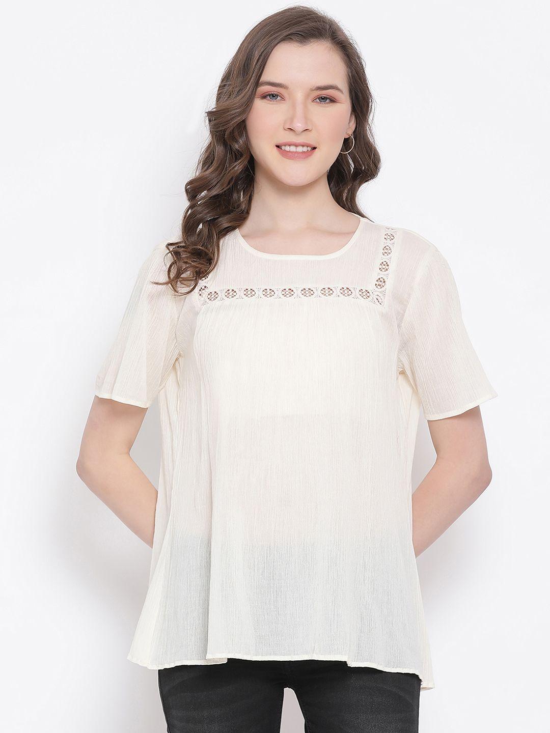 ly2 white embellished crepe regular top