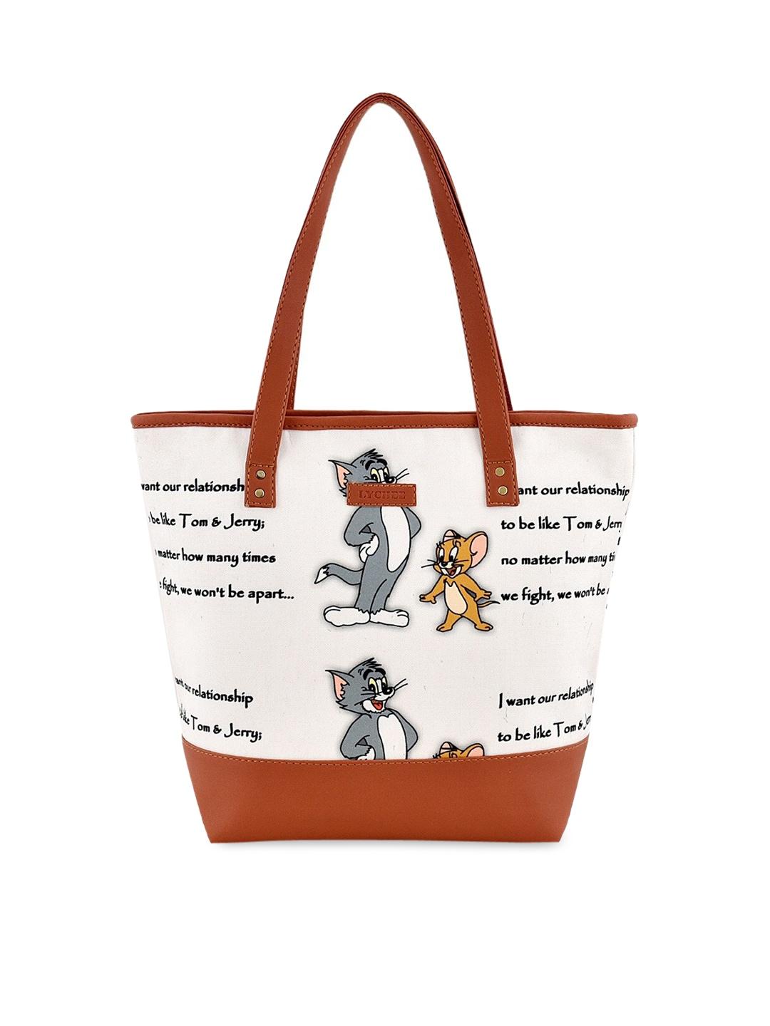 lychee bags off-white & brown tom & jerry print shoulder bag