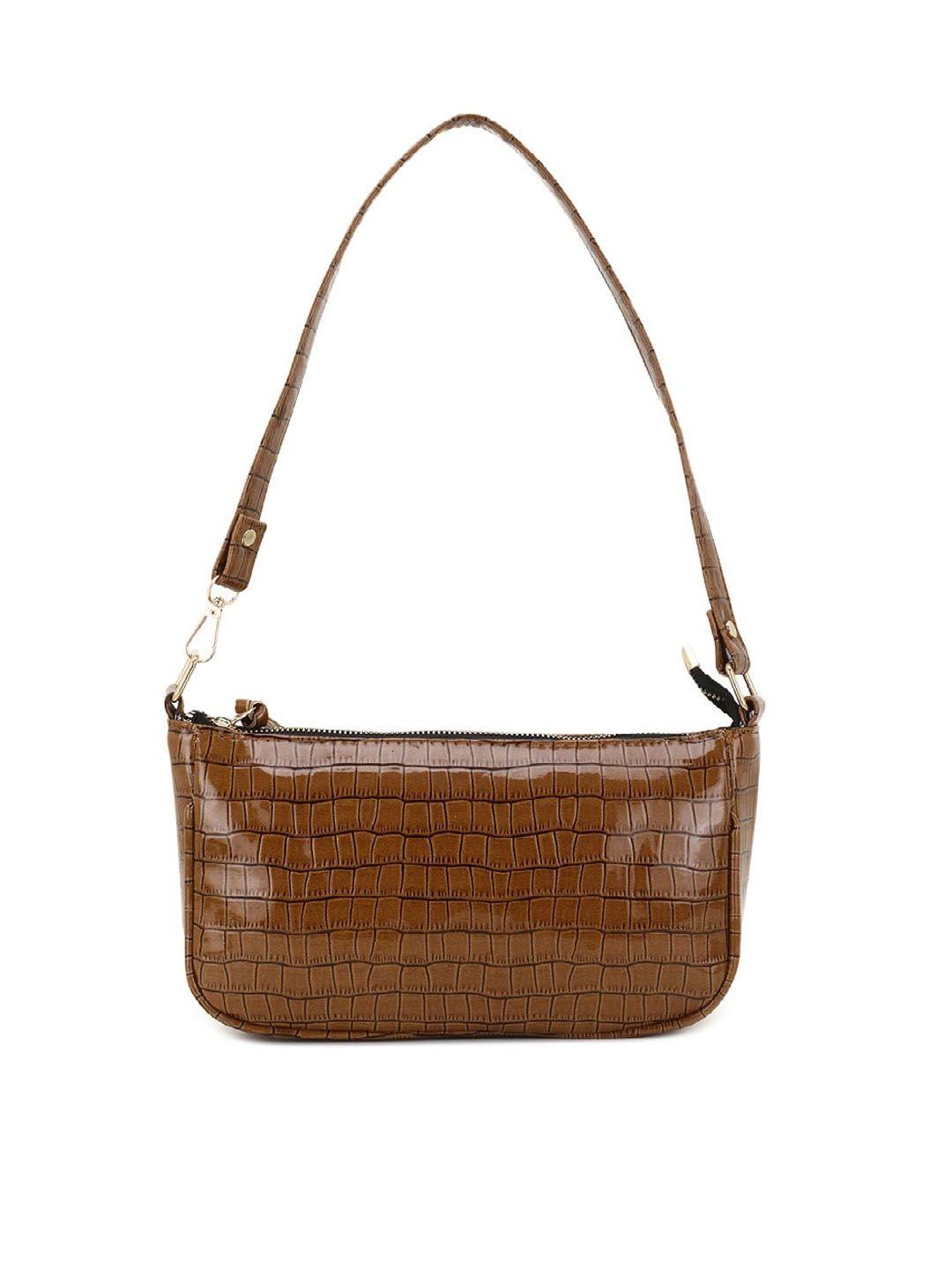 lychee bags tan brown textured pu structured shoulder bag