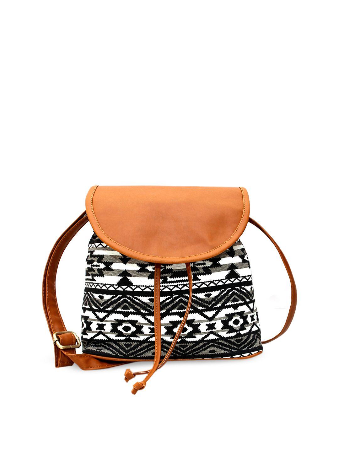 lychee bags black & tan printed sling bag