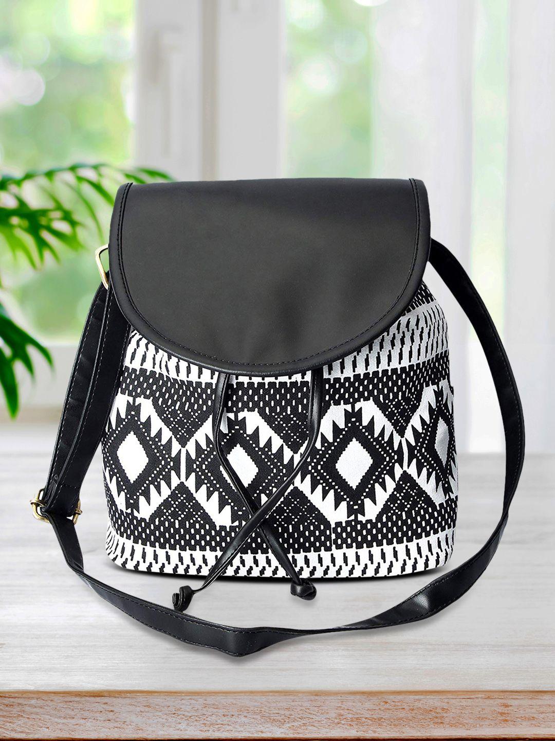 lychee bags black & white printed sling bag