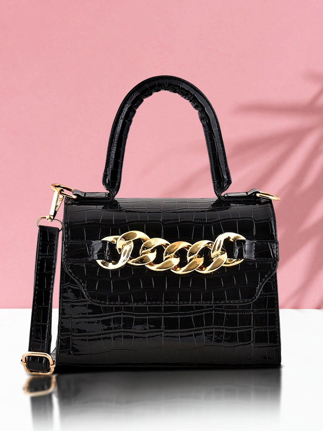 lychee bags black pu structured sling bag